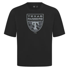 Texas Rangers Levelwear Oversized Luxe Signature Knit Buckler T-Shirt - Black