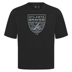 Atlanta Braves Levelwear Oversized Luxe Signature Knit Buckler T-Shirt - Black