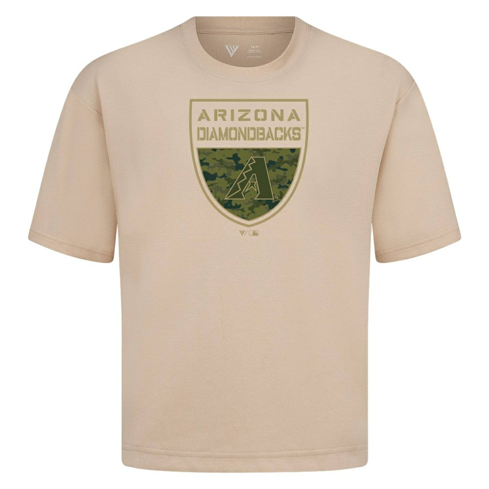 Arizona Diamondbacks Levelwear Oversized Luxe Signature Knit Buckler T-Shirt - Khaki