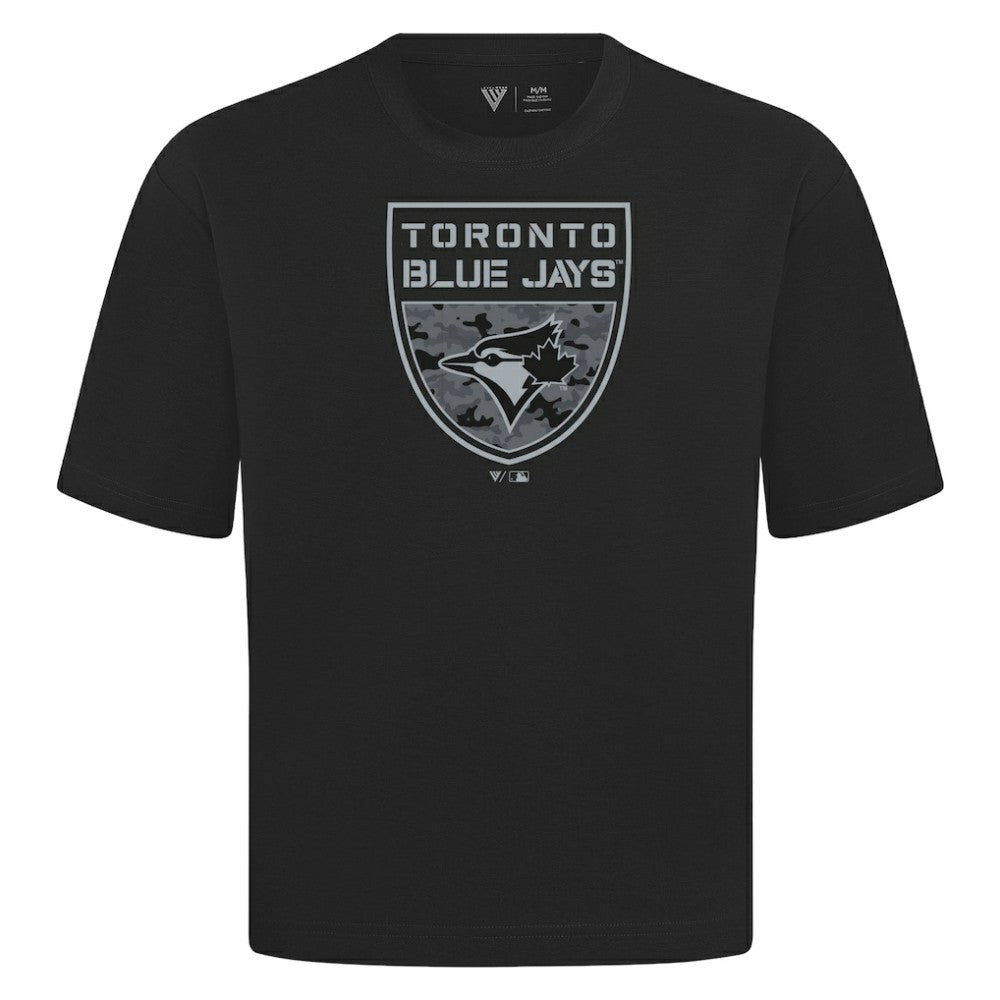 Toronto Blue Jays Levelwear Oversized Luxe Signature Knit Buckler T-Shirt - Black
