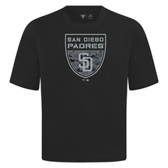 San Diego Padres Levelwear Oversized Luxe Signature Knit Buckler T-Shirt - Black