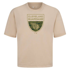 Cleveland Guardians Levelwear Oversized Luxe Signature Knit Buckler T-Shirt - Khaki