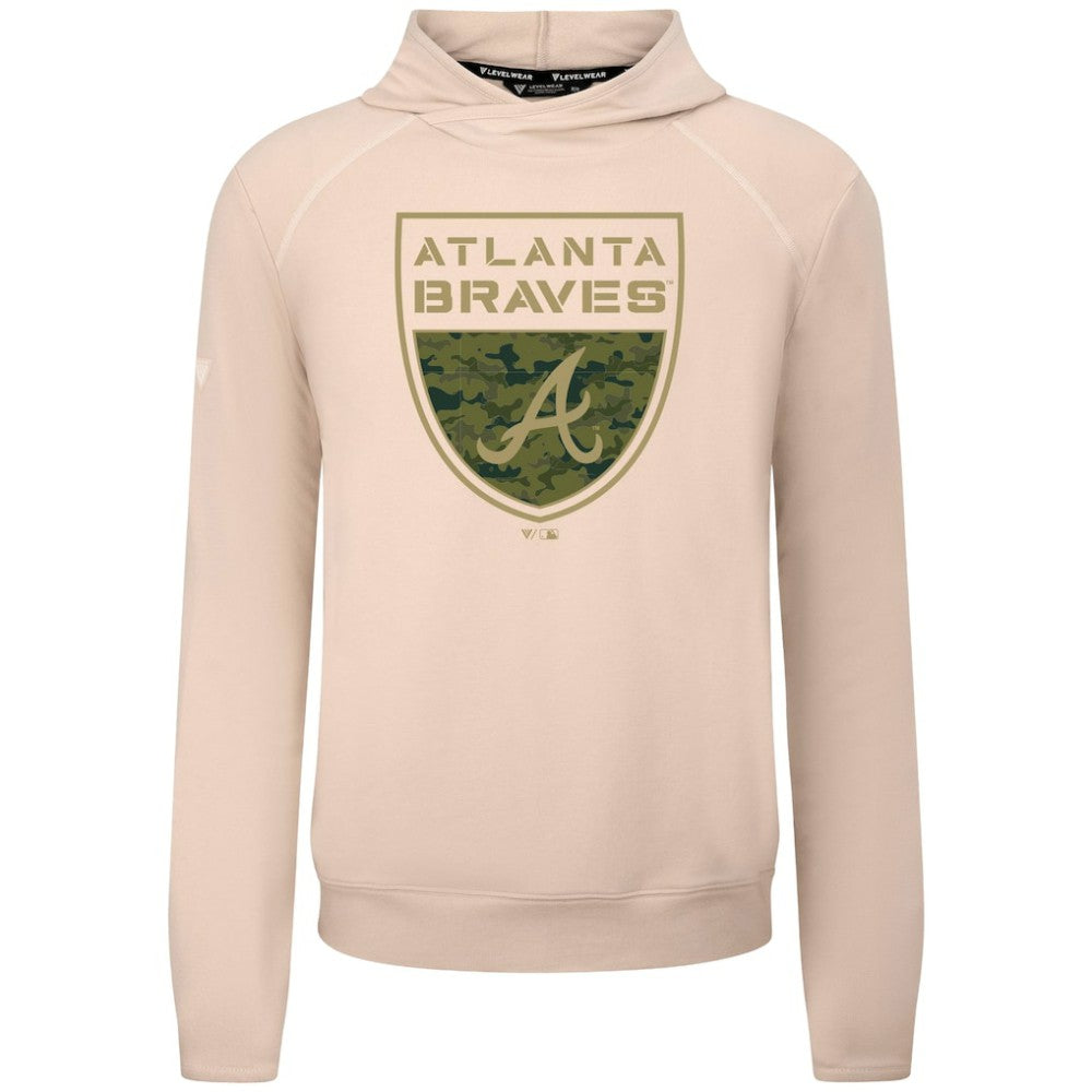 Atlanta Braves Levelwear Mandate Buckler Tri-Blend Pullover Hoodie - Khaki
