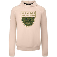 Miami Marlins Levelwear Mandate Buckler Tri-Blend Pullover Hoodie - Khaki