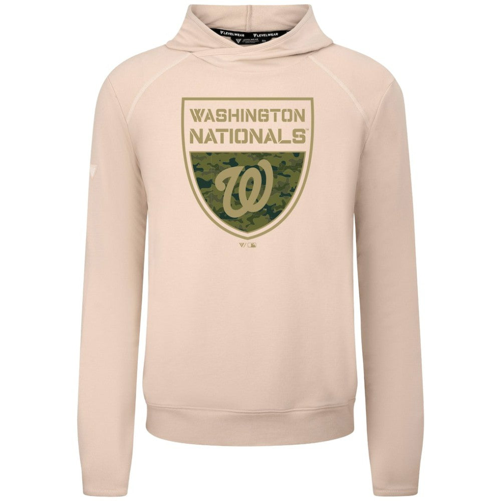 Washington Nationals Levelwear Mandate Buckler Tri-Blend Pullover Hoodie - Khaki