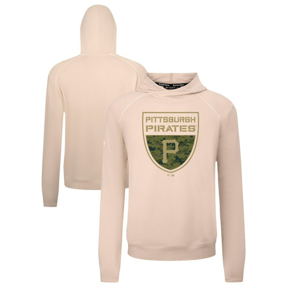 Pittsburgh Pirates Levelwear Mandate Buckler Tri-Blend Pullover Hoodie - Khaki
