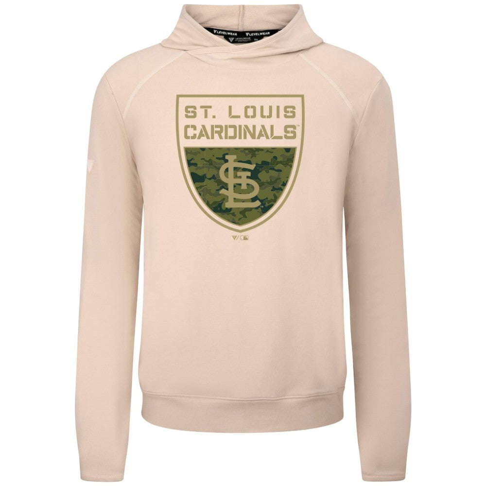 St. Louis Cardinals Levelwear Mandate Buckler Tri-Blend Pullover Hoodie - Khaki