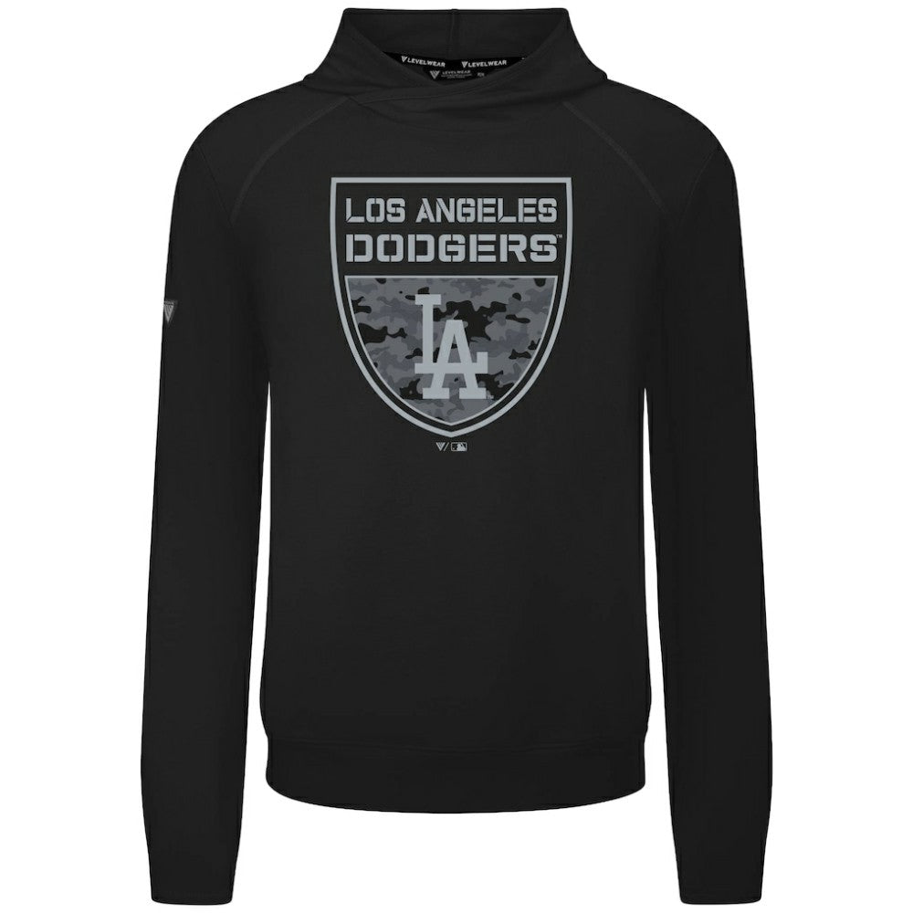 Los Angeles Dodgers Levelwear Mandate Buckler Tri-Blend Pullover Hoodie - Black