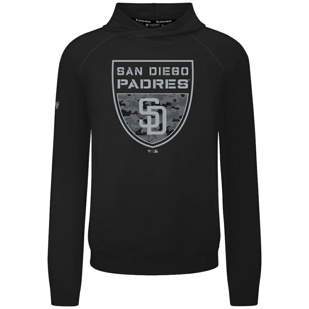 San Diego Padres Levelwear Mandate Buckler Tri-Blend Pullover Hoodie - Black