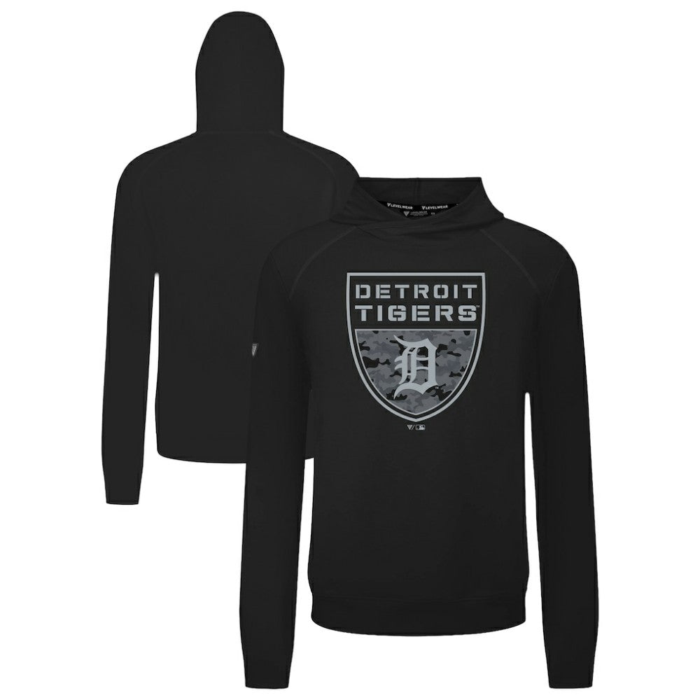 Detroit Tigers Levelwear Mandate Buckler Tri-Blend Pullover Hoodie - Black