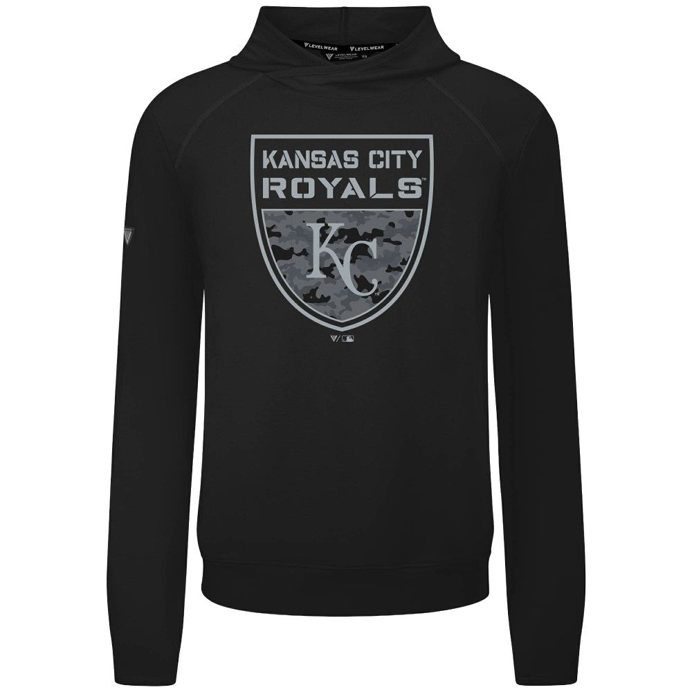 Kansas City Royals Levelwear Mandate Buckler Tri-Blend Pullover Hoodie - Black
