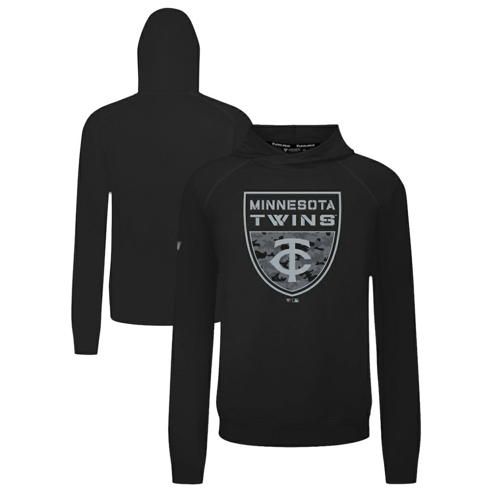 Minnesota Twins Levelwear Mandate Buckler Tri-Blend Pullover Hoodie - Black