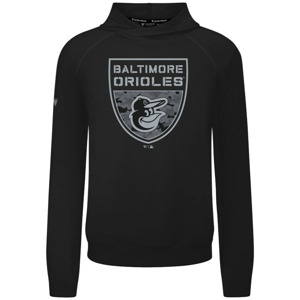 Baltimore Orioles Levelwear Mandate Buckler Tri-Blend Pullover Hoodie - Black