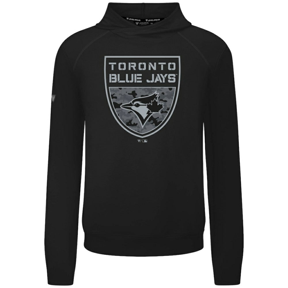 Toronto Blue Jays Levelwear Mandate Buckler Tri-Blend Pullover Hoodie - Black