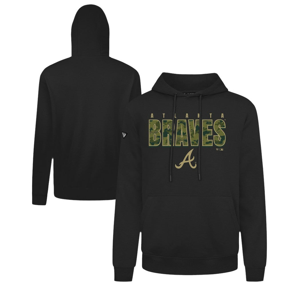 Atlanta Braves Levelwear Podium Protect Pullover Hoodie - Black