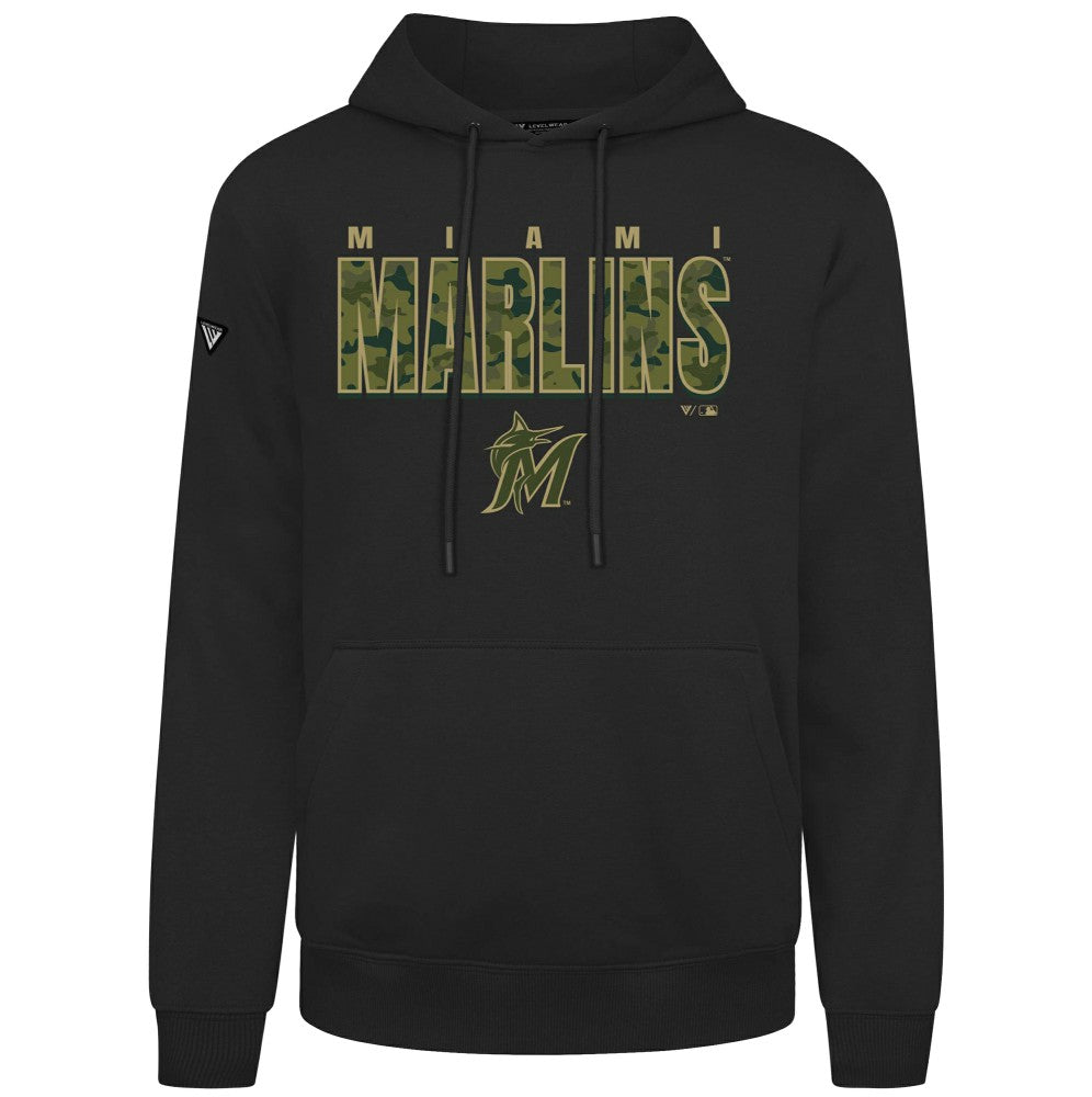 Miami Marlins Levelwear Podium Protect Pullover Hoodie - Black