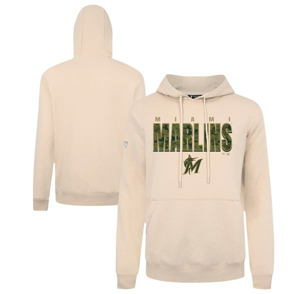 Miami Marlins Levelwear Podium Protect Pullover Hoodie - Khaki