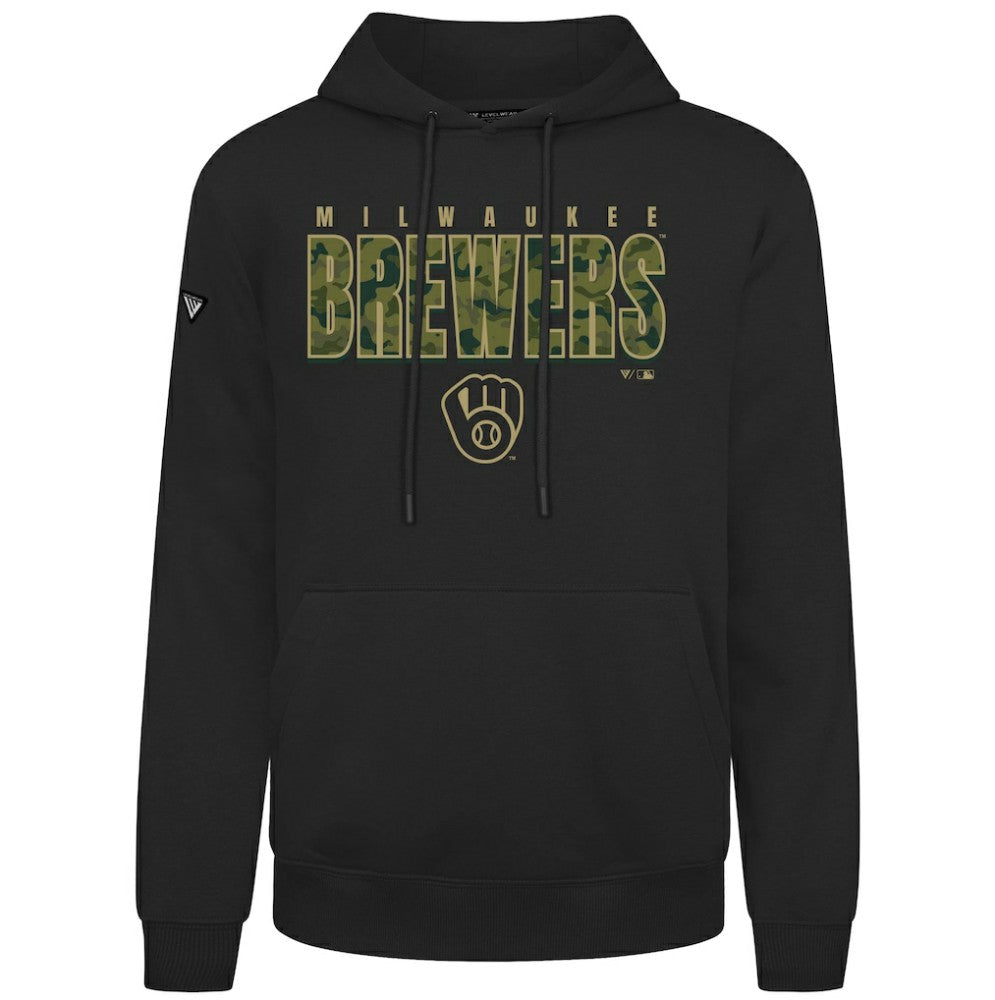 Milwaukee Brewers Levelwear Podium Protect Pullover Hoodie - Black