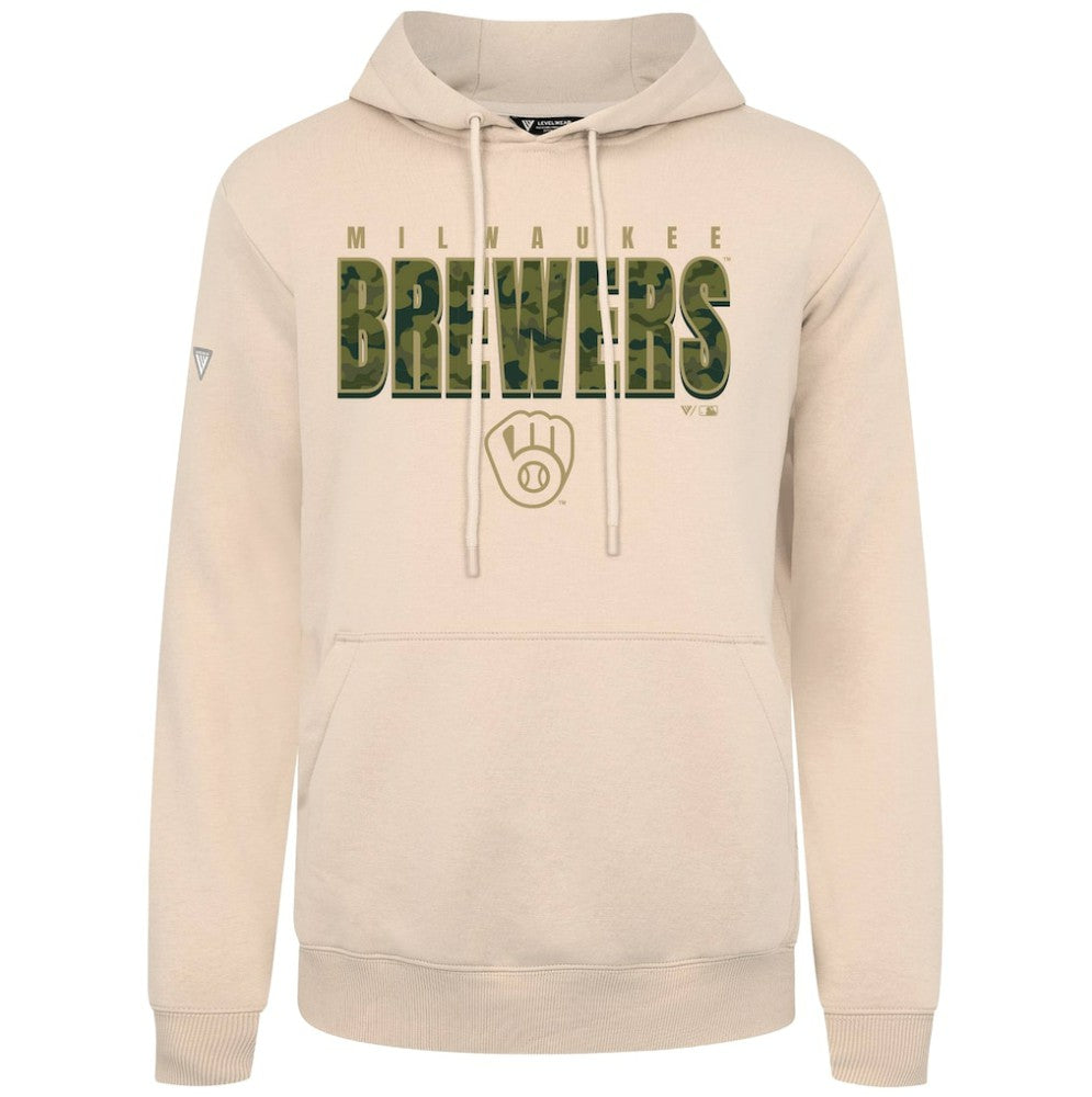 Milwaukee Brewers Levelwear Podium Protect Pullover Hoodie - Khaki