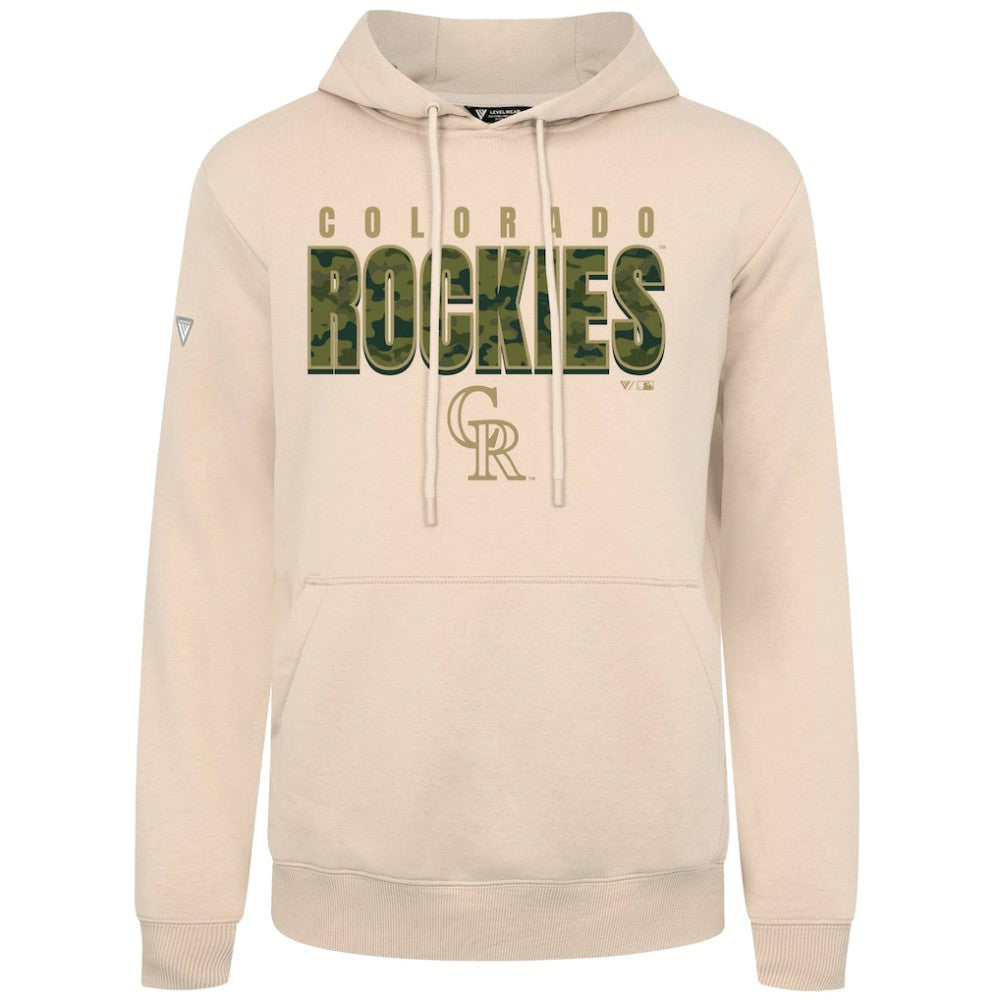 Colorado Rockies Levelwear Podium Protect Pullover Hoodie - Khaki