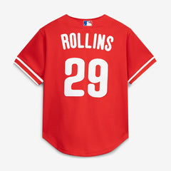 Jimmy Rollins Philadelphia Phillies Cooperstown Mesh Batting Practice Button-Up Jersey - Red | Mitchell & Ness