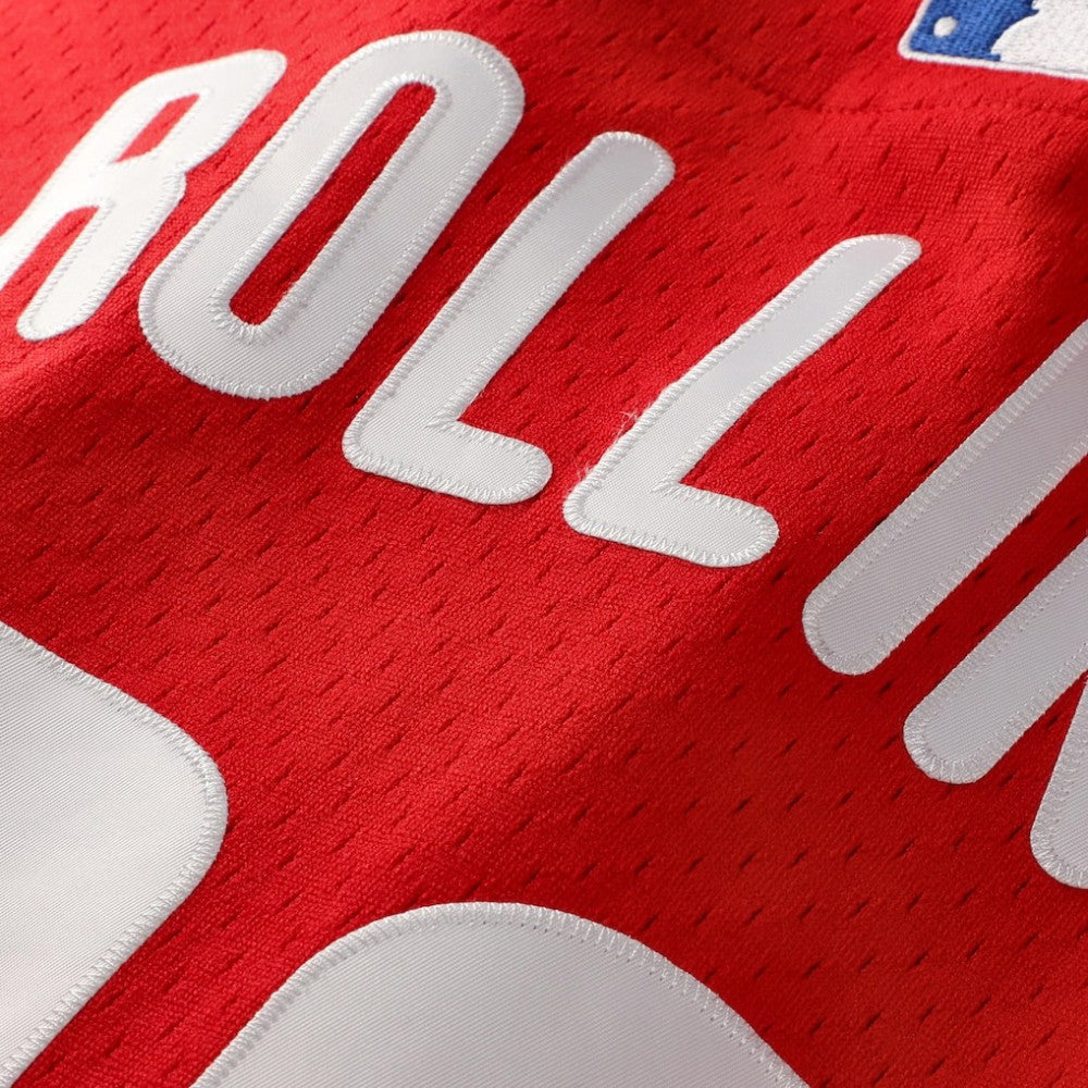 Jimmy Rollins Philadelphia Phillies Cooperstown Mesh Batting Practice Button-Up Jersey - Red | Mitchell & Ness