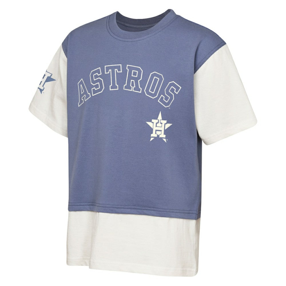 Houston Astros Outerstuff Youth Ultimate Pastels Premium Double Run T-Shirt - Navy/Cream