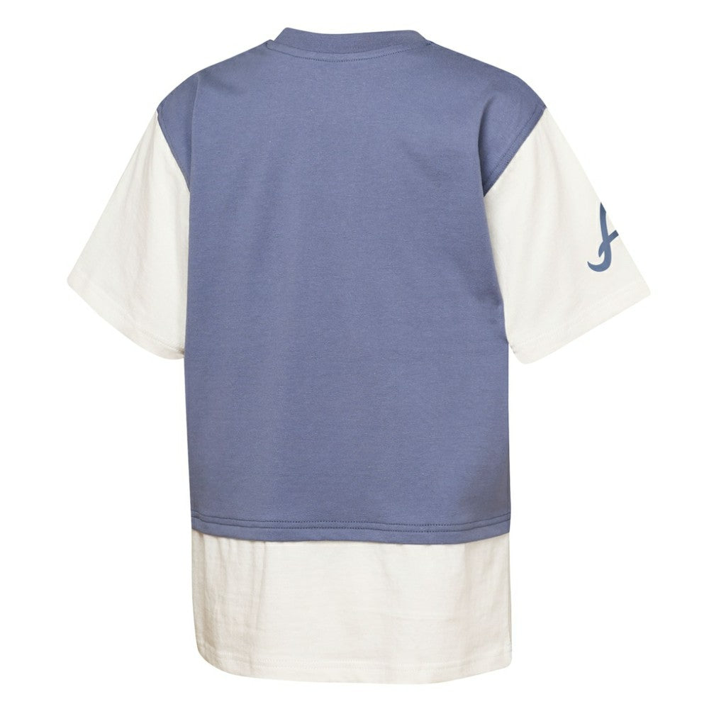 Atlanta Braves Outerstuff Youth Ultimate Pastels Premium Double Run T-Shirt - Navy/Cream