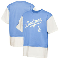 Los Angeles Dodgers Outerstuff Youth Ultimate Pastels Premium Double Run T-Shirt - Royal/Cream