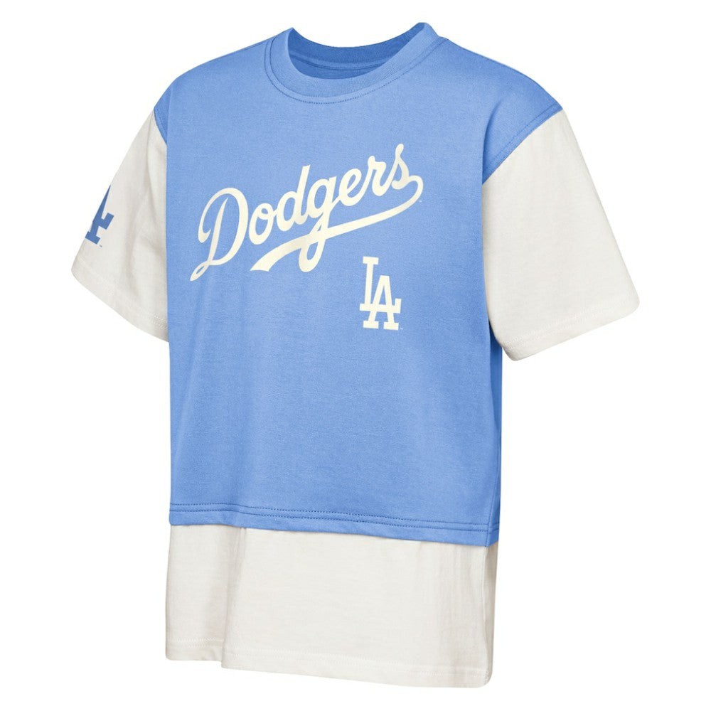 Los Angeles Dodgers Outerstuff Youth Ultimate Pastels Premium Double Run T-Shirt - Royal/Cream