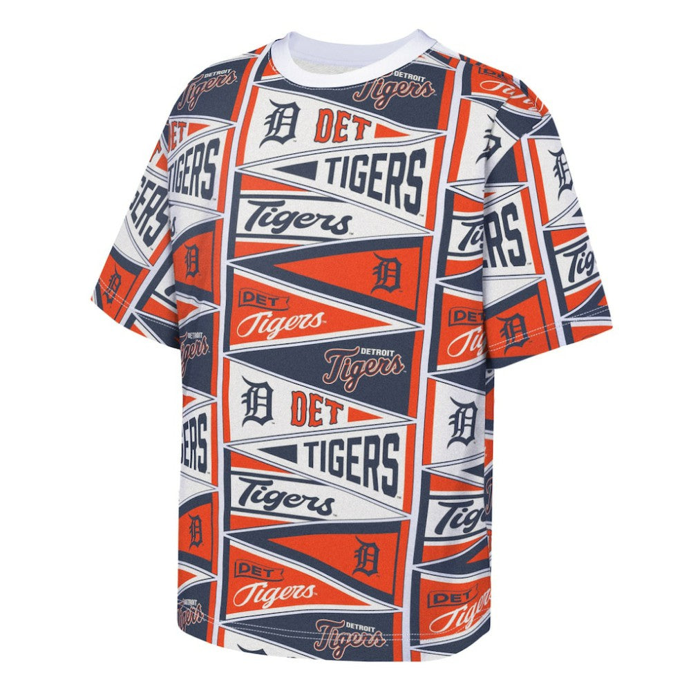 Detroit Tigers Outerstuff Youth All-Over Pennant T-Shirt - Orange