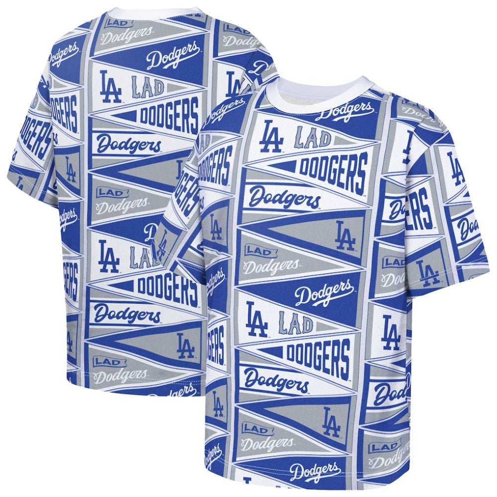 Los Angeles Dodgers Outerstuff Youth All-Over Pennant T-Shirt - Blue