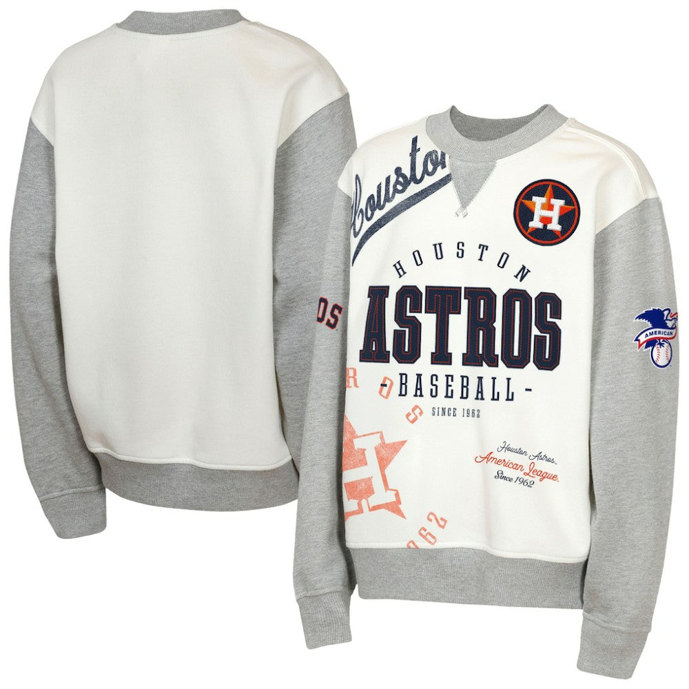 Houston Astros Outerstuff Youth Big League Power Hit Fleece Sweatshirt - Cream/Gray