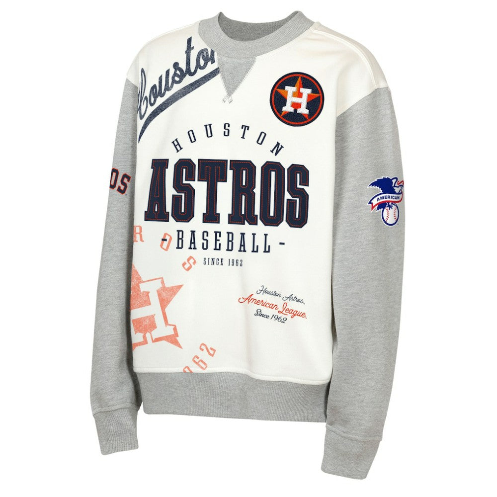 Houston Astros Outerstuff Youth Big League Power Hit Fleece Sweatshirt - Cream/Gray