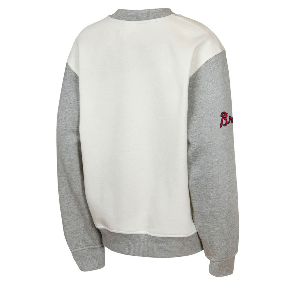 Atlanta Braves Outerstuff Youth Big League Power Hit Fleece Sweatshirt - Cream/Gray