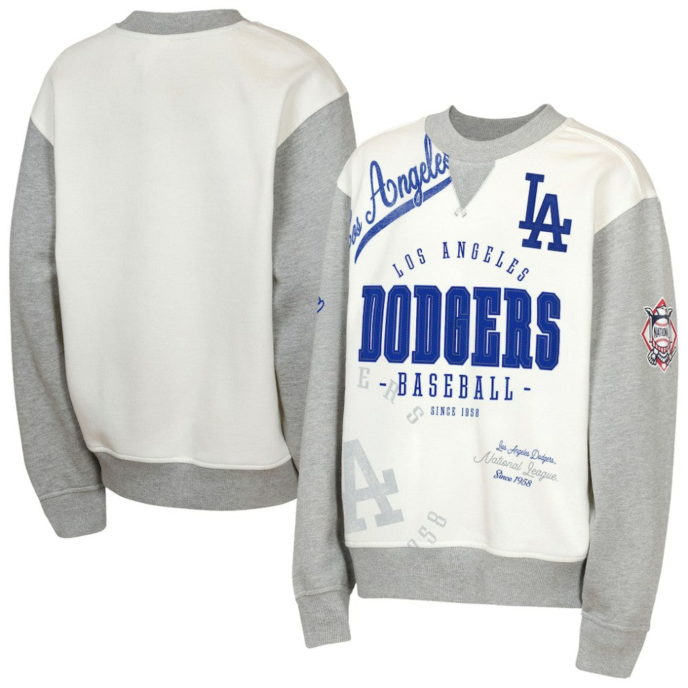 Los Angeles Dodgers Outerstuff Youth Big League Power Hit Fleece Sweatshirt - Cream/Gray