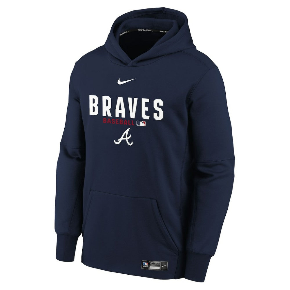 Atlanta Braves Youth Authentic Collection Therma-FIT Hoodie - Navy | Nike