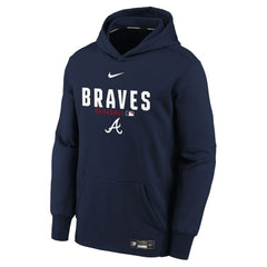 Atlanta Braves Youth Authentic Collection Therma-FIT Hoodie - Navy | Nike