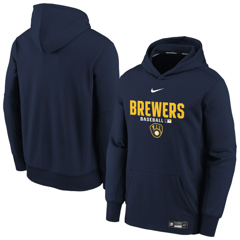 Milwaukee Brewers Youth Authentic Collection Therma-FIT Hoodie - Navy | Nike