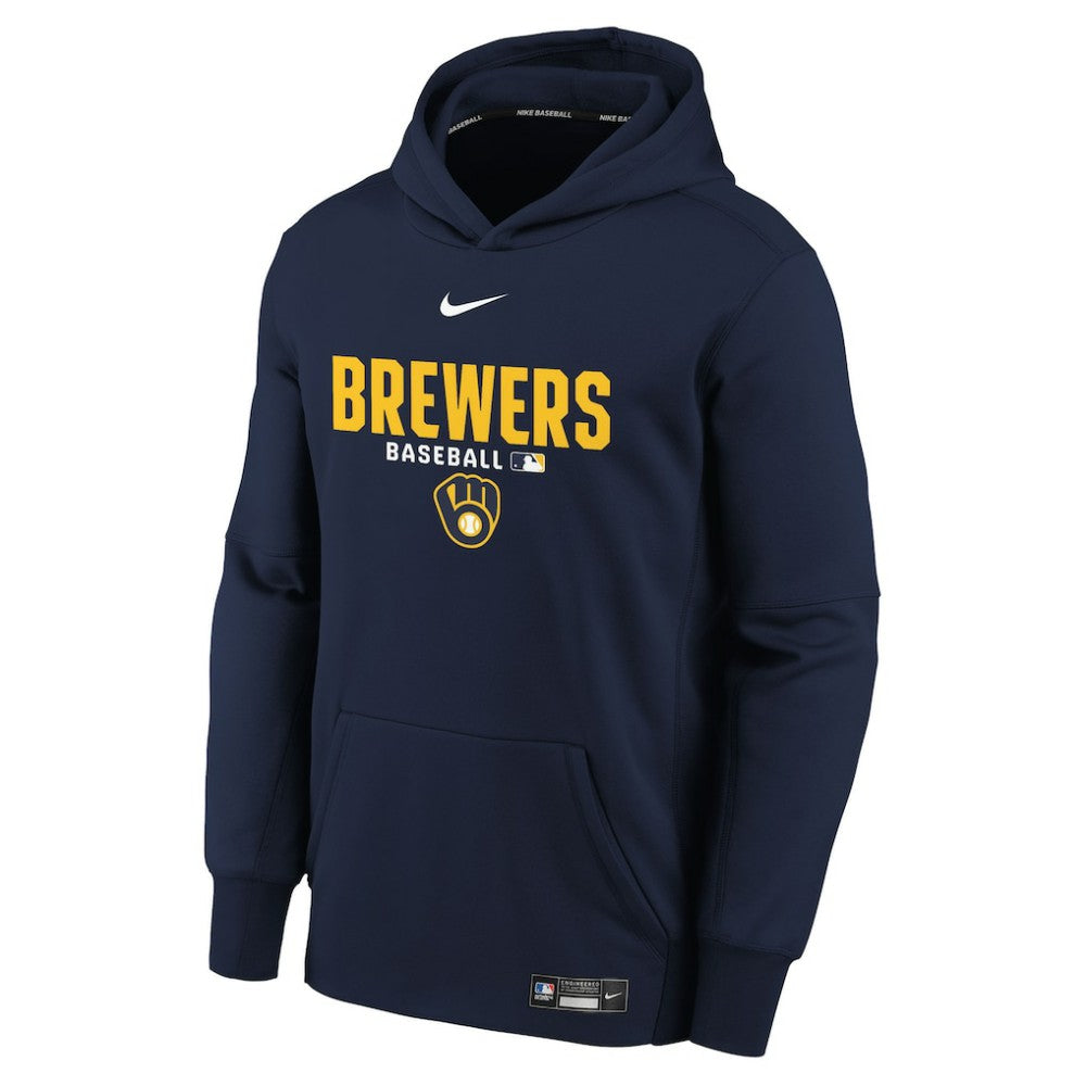 Milwaukee Brewers Youth Authentic Collection Therma-FIT Hoodie - Navy | Nike