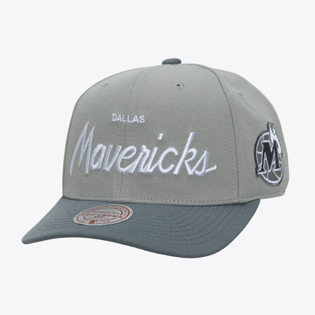 Dallas Mavericks Thunderstorm Head Coach Pro Crown Snapback Hat sale - Gray | Mitchell & Ness discount