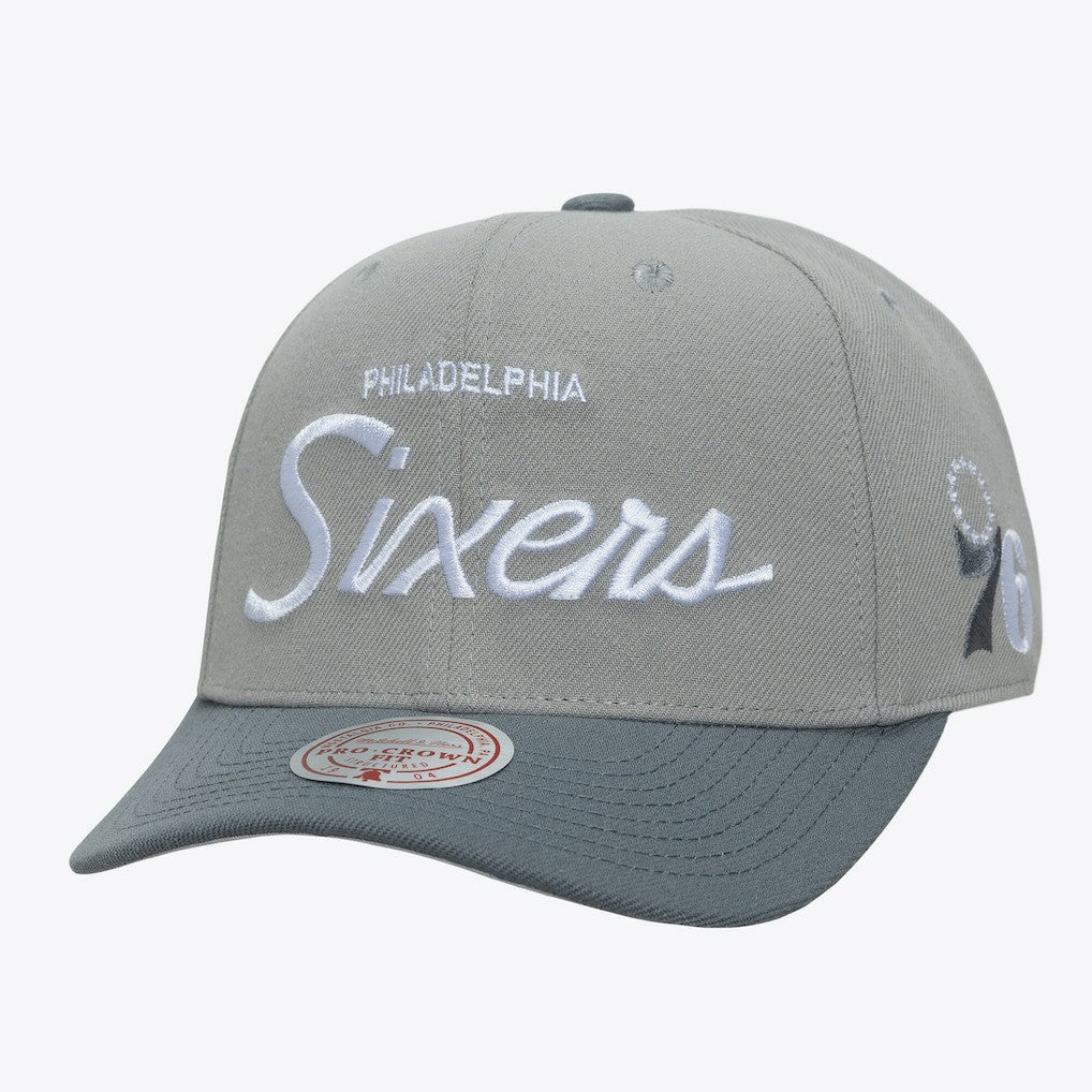 Philadelphia 76ers Thunderstorm Head Coach Pro Crown Snapback Hat - Gray | Mitchell & Ness shop