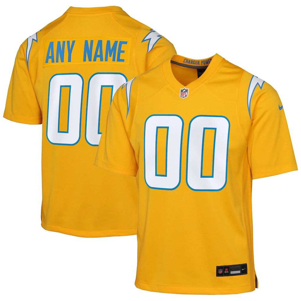 Los Angeles Chargers Youth Alternate Charger Power Game Custom Jersey - Gold | Nike outlet