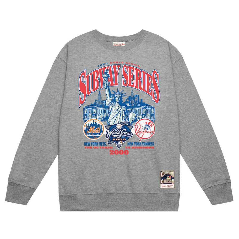 New York Yankees vs. New York Mets 2000 World Series Pullover Sweatshirt - Heather Gray | Mitchell & Ness