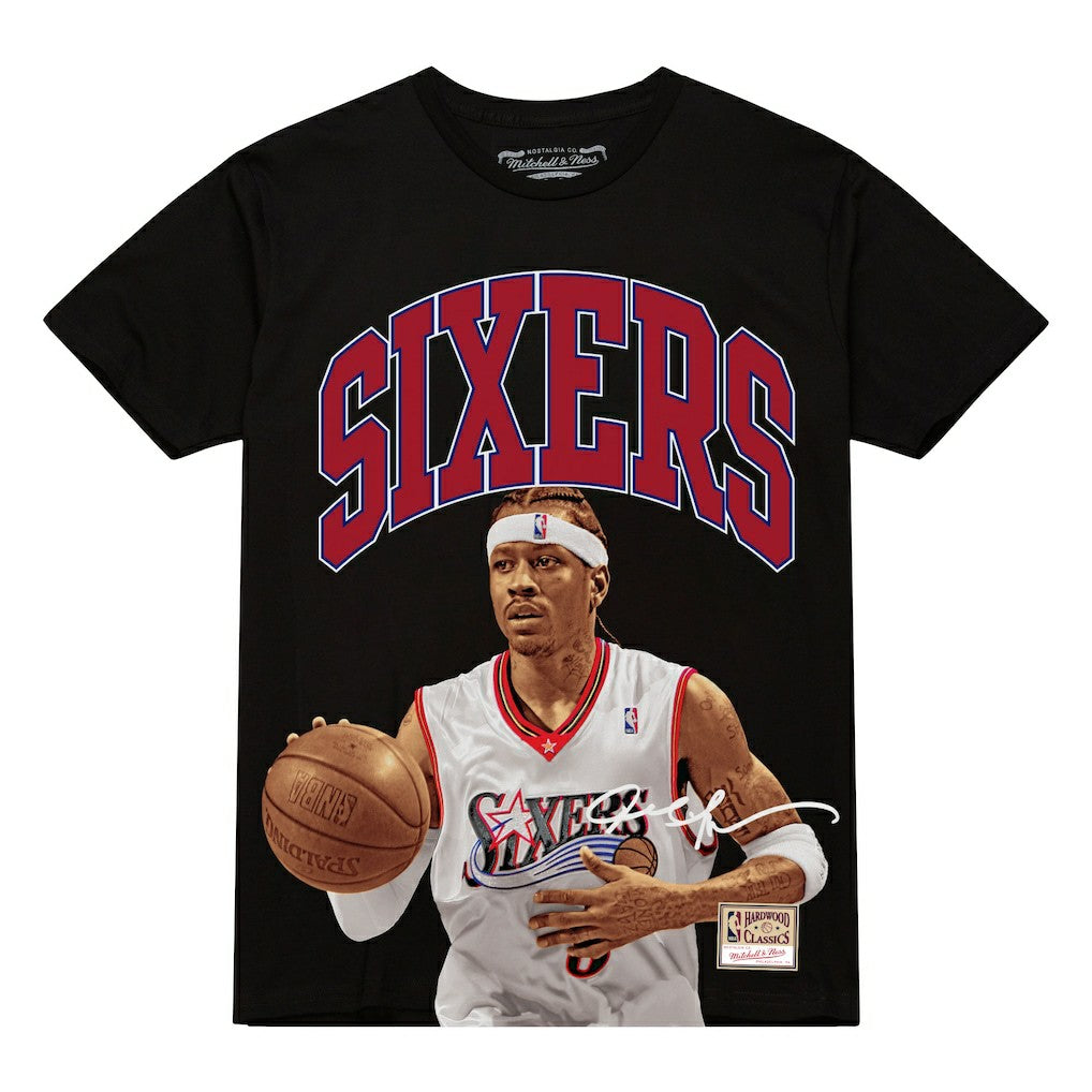 Allen Iverson Philadelphia 76ers Hardwood Classics Player Arch T-Shirt - Black | Mitchell & Ness on sale