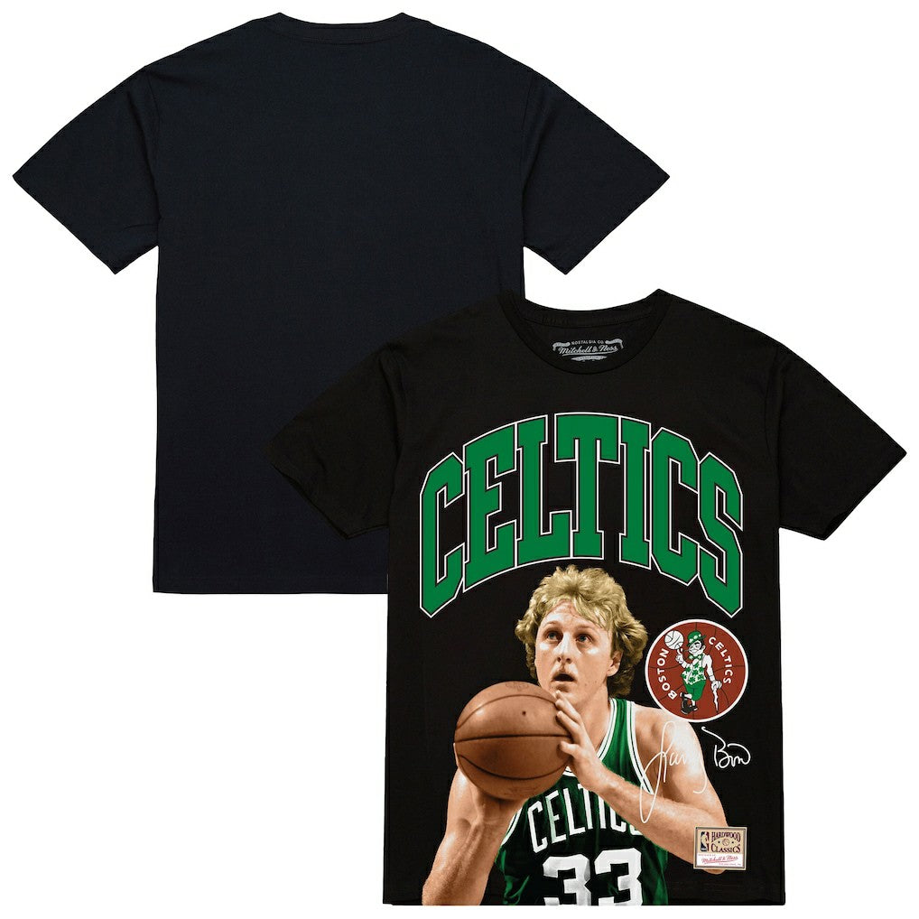Larry Bird Boston Celtics Hardwood Classics Player Arch T-Shirt - Black | Mitchell & Ness shop