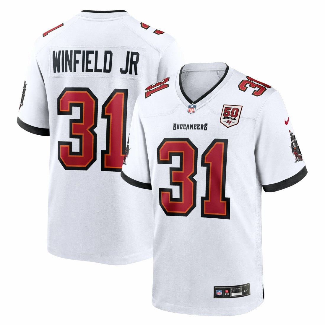 Antoine Winfield Jr. Tampa Bay Buccaneers 50th Season Patch Game Jersey - White | Nike sale