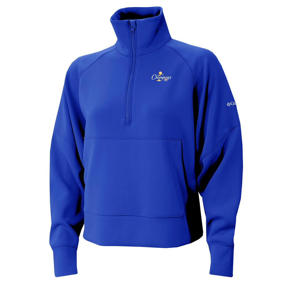 Oklahoma City Thunder Women's 2025 NBA Finals Champions Wickhams Hills Raglan Omni-Wick Half-Zip Pullover - Blue | Columbia for sale