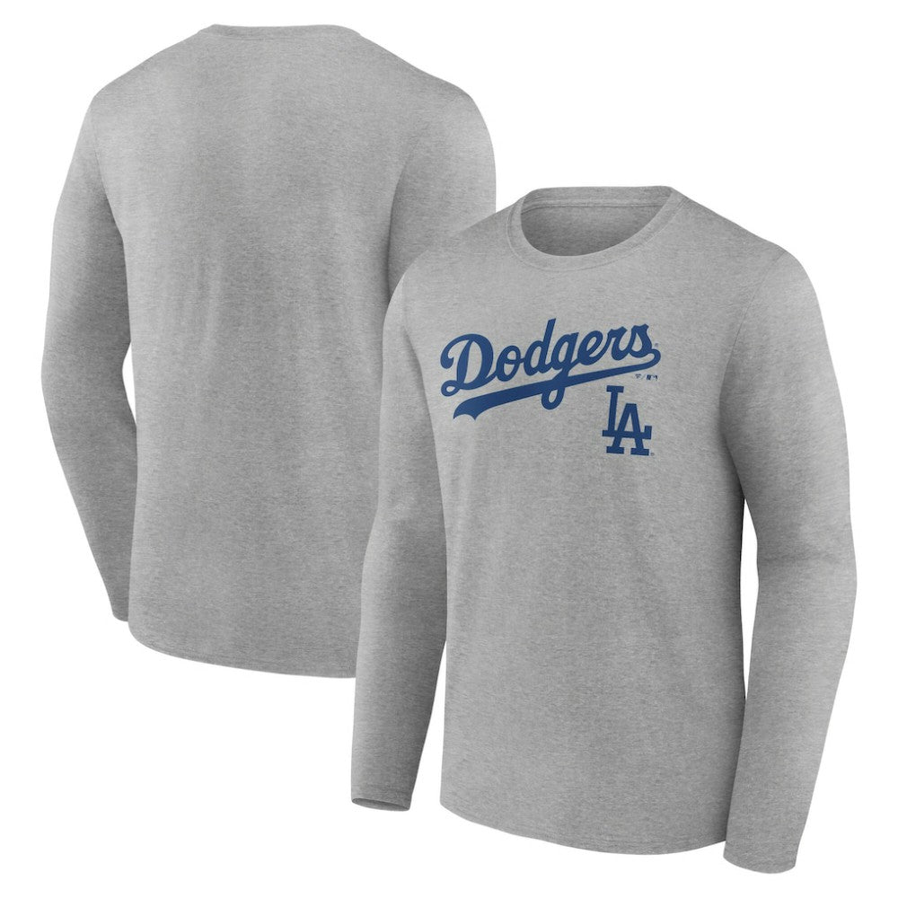 Los Angeles Dodgers Team Lockup Long Sleeve T-Shirt - Gray