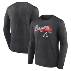 Atlanta Braves Team Lockup Long Sleeve T-Shirt - Charcoal